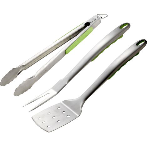 Grillbesteck 3-teilig Gabel, Wender, Zange (1/5)
