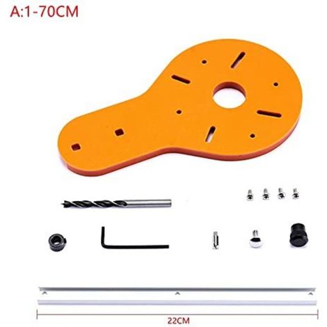Gabarit de coupe circulaire pour défonceuse à bois électrique Coupe-bois Travail du bois Fraise Cercle Groove Accessoires Outil (A : 1-70 cm) (1/3)