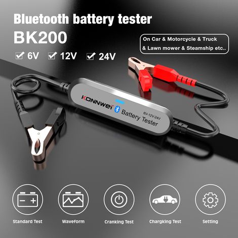 Testeur de batterie de voiture BT 6V/12V/24V, analyseur de résistance interne de charge pour moto tondeuse à gazon bateau à vapeur argent (1/5)