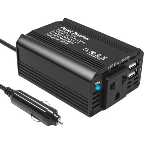 Convertisseur de Puissance 200W 12V à 220V avec Allume-Cigare, Transformateur onduleur Chargeur Voiture Camping Car avec 1 Prise EU 2 Prises USB 3.1A (1/5)