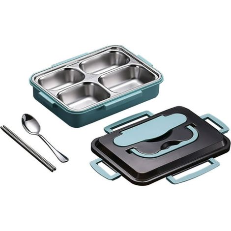 Lolmot Edelstahl-Bento-Lunchbox, isoliert, Geschirrset, tragbare Lunchbox, Lunchbox für Schüler (1/2)