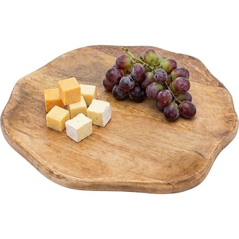Mango Servierplatte lebensmittelecht mit Naturkante - 30 cm - Holz Tablett rustikal mit natürlicher Form