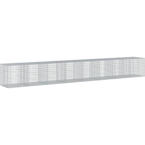 Muro de contención de jaula de valla de gaviones con cubierta 800 x 100 x 100 cm hierro galvanizado Plata 020040199
