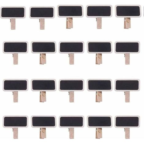 50 Mini Tableau Noir Bois Message Rectangle Ardoise A Pince Clip Carte Panneau Memos Etiquette Prix Marque Place Numero Table/Photo/Tags/Décoration Mariage-Fei Yu (1/4)