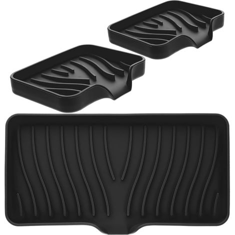 Porte-savons OUNONA en silicone noir pour plan de travail cuisine (1/5)