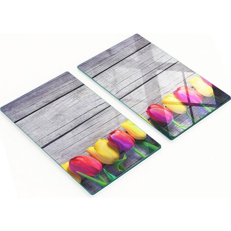 Tablas de cortar decorativas para cocina, de cristal, tulipán y madera, 2x30x52 cm. (1/5)