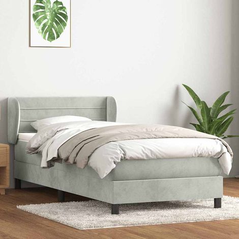 Boxspringbett mit Matratze Hellgrau 90x210 cm Samt (1/5)