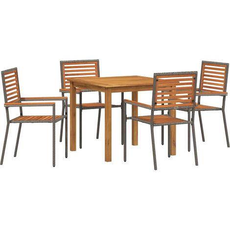 Maison Exclusive - Set da Pranzo per Giardino 5 pz Grigio Legno di Acacia Massello (1/5)