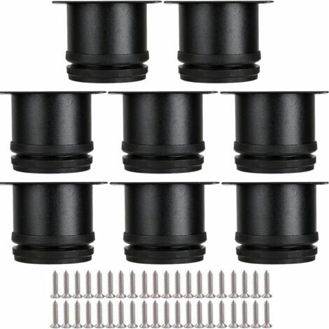 FENOPLASTICALot de 8 Pieds Réglables Meubles Noir, Ø 50 mm/Hauteur 50 mm Pieds de Canapé en Métal Acier Inoxydable, Pied de Table Basse pour Meubles TV Armoires Lits Postes de Travail, avec 32 Vis (1/4)