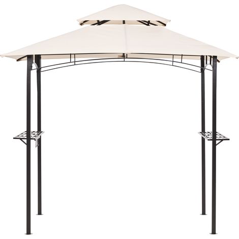 Cenador de metal beige negro 240 cm pabellón de jardín gazebo toldo ganchos Naro (1/5)