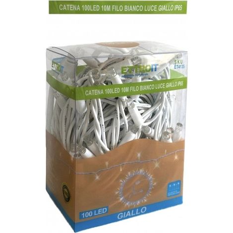 Catena luminosa 100 led luci di Natale 10mt prolungabile da esterno luce GIALLA flash GIALLO ip65 - ET4135