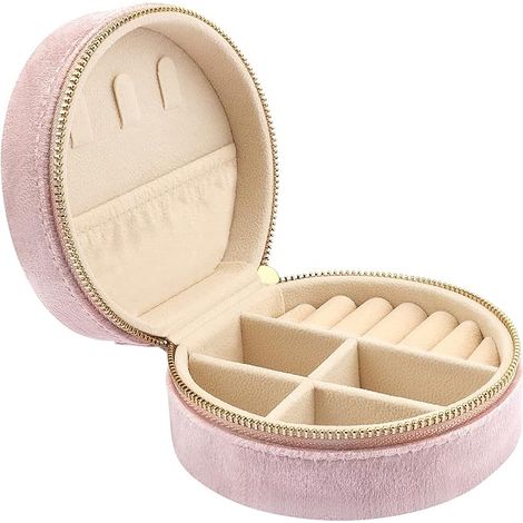 Mini étui à bijoux de voyage en velours, boîte de rangement pour bijoux de voyage, petit organisateur de bijoux pour bagues, boucles d'oreilles et colliers