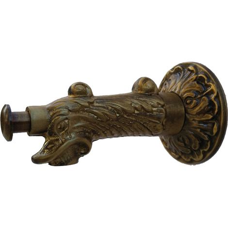 Fonderia Bongiovanni – Robinet à bouton poussoir en laiton bruni – Projection 12 cm – 1/2" connexion – Pour fontaines murales et à colonnes