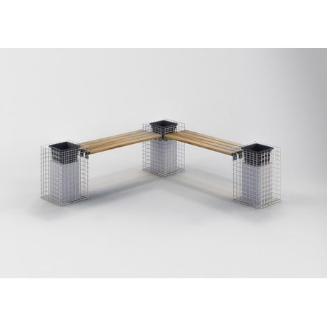 Gabiondeco - Banc de jardin Teck 205 cm x 60 cm x 37 cm. maillage 5 x 5 cm. galvanisé à chaud - Made in Germany (1/5)