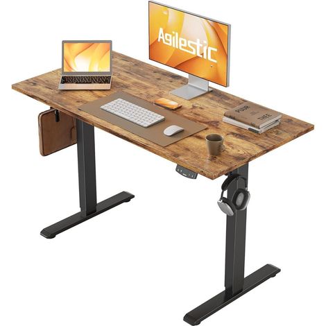 Höhenverstellbarer Schreibtisch 100x60cm Elektrisch Braun (1/5)