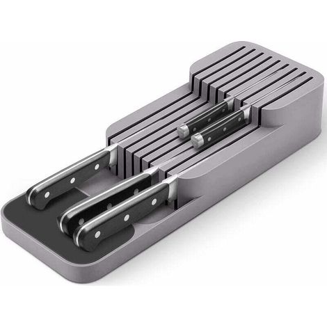 Organiser, kitchen knife organiser for drawers for 9 knives, compact, durable, space-saving, washable drawer knife holder for knife storage, -Grey (1/4)