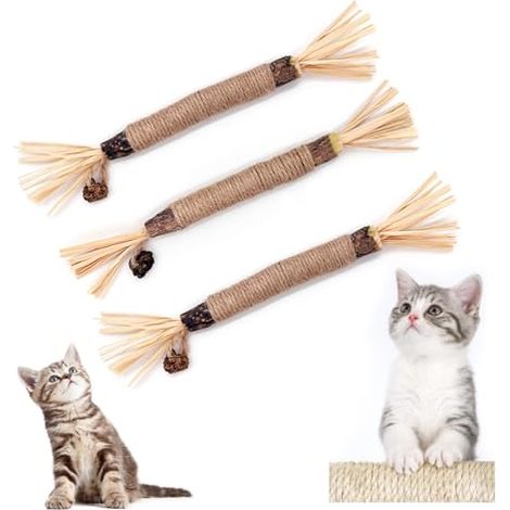 Bâtonnets Herbe à Chat, Bâtonnets à mâcher pour Chats, bâtonnets à mâcher pour Chats pour l'hygiène Dentaire et Contre la Mauvaise haleine (3 pièces) (1/4)