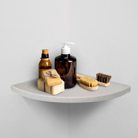 ALEDA STONE Easy Shelf Mensola doccia multiuso angolare a scomparsa in marmo resina silk grey lucido codice prod: SKRAS1LU18 (1/5)