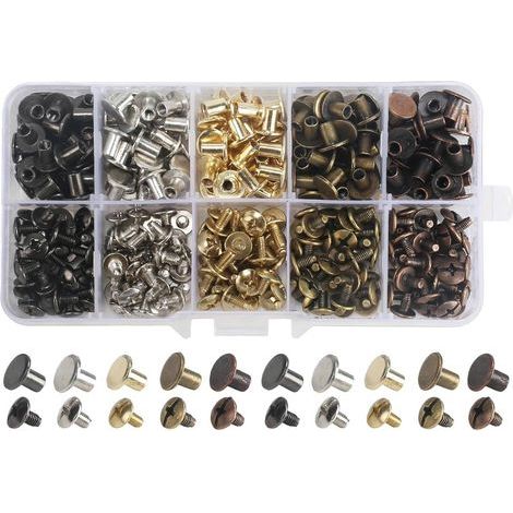150 Pièces Vis de Reliure Assortiment vis 8mm Rivets en Cuir Set contient 5 couleurs différentes Rivet à Visser Vis à pour Livre, Album Photo, Ceinture en Cuir (1/5)