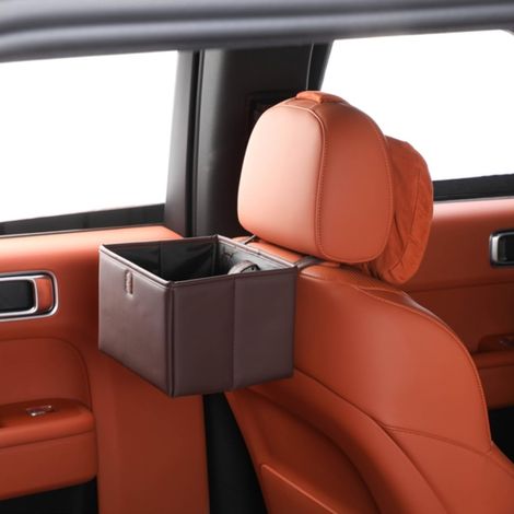 Poubelle de voiture anti-fuite, grande capacité à suspendre, organiseur multi-usage pour voyage, poubelle pliable pour camion, SUV, maison, bureau (marron) (1/5)