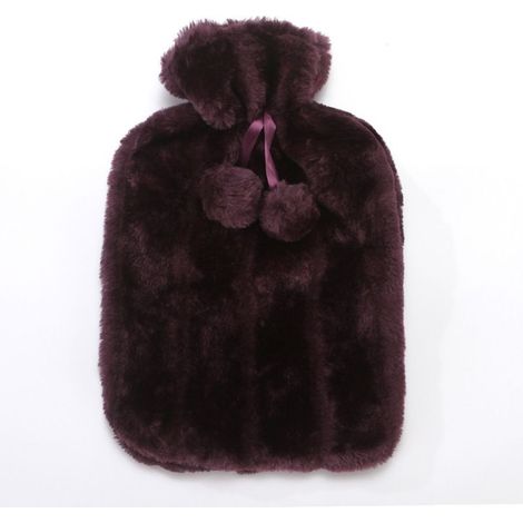 Bouillotte 2L bouillotte chauffante bouillotte adulte et enfant bouillotte isolante bouillotte lit peluche bouillotte, violet (1/3)