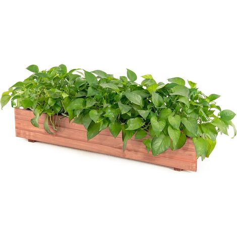 COSTWAY Fioriera da Giardino in legno, Aiuola Rialzata per Ortaggi e Frutta, Fioriera da Interno e da Esterno per Cortile, Prato, Patio e Balcone, 91,5 x 18 x 16 cm (1/5)