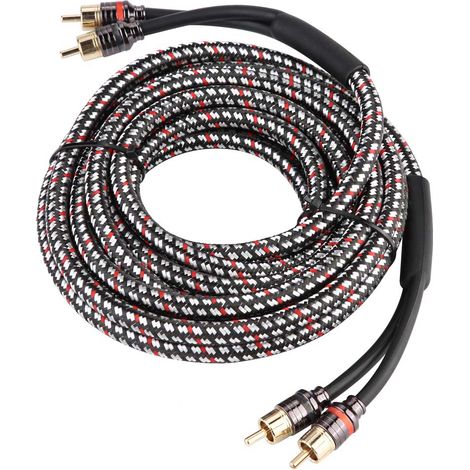 Câble RCA Audio 4,8m pour Auto Stéréo Ampli Subwoofer Adaptateur Signal (1/3)