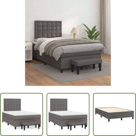vidaXL Matratze - Boxspringbett mit Matratze Grau 120x200 cm Kunstleder (1/5)