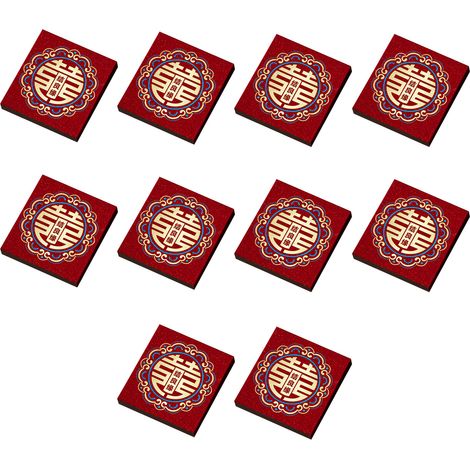 Lot de 10 enveloppes rouges pour billets de banque chinois, idéales pour les cadeaux de mariage et de fiançailles. (1/5)