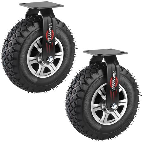 2 Roulettes Fixes Charge Lourde 250mm pour Extérieur Roues Gonflables 340KG Antichocs avec Treads Anti-Dérapants pour Chariots, Atelier, Meuble Jardin et Équipement Lourd et Industrie (1/5)