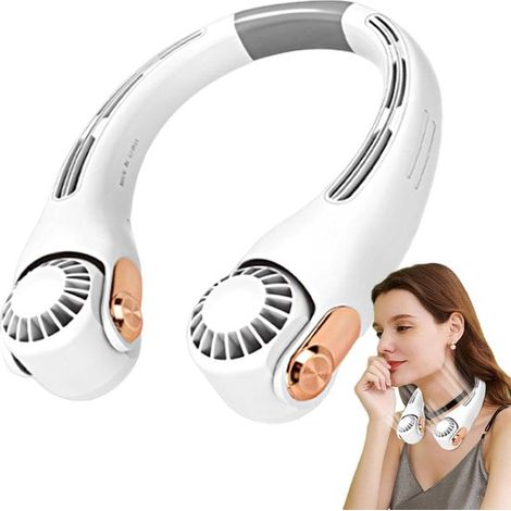 Ventilador de cuello portátil，Ventilador portátil con 3 velocidades，flujo de aire de 360°，ventilador de cuello manos libres recargable por USB