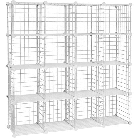Mobiletto portaoggetti con 4 ripiani e 4 file di ripiani in rete grande capacità martello di gomma gratuito dimensioni 123 x 31 x 123 cm (L x P x A) bianco 120000703