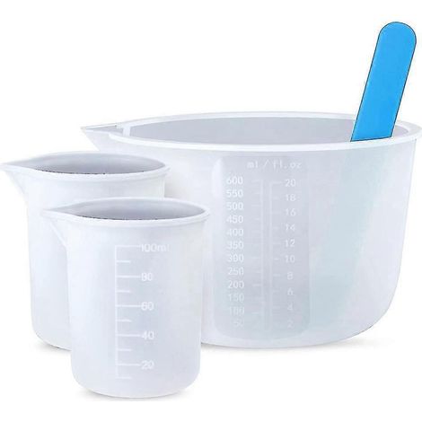 Gobelets mélangeurs pour résine de 600 ml/20 oz, 2 gobelets doseurs de 100 ml, bâtonnet mélangeur en silicone, kit de mélange pour époxy (1/5)