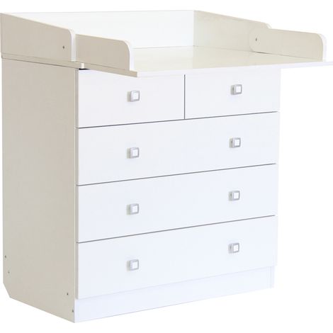 Kidsaw Kudl Kids 5 Drawer Unit 1780 With Changing Board and Storage - White