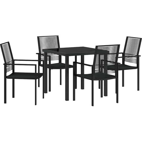 Ensemble de salle à manger pour jardin 5 pcs,Salon de jardin Noir Rattan PVC CFW58295 (1/5)