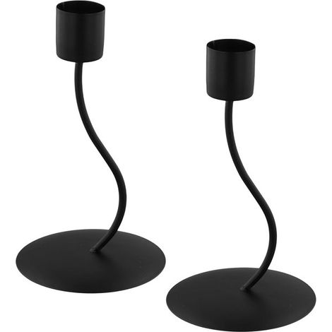 Set mit 2 schwarzen Kerzenhaltern für Spitzkerzen – Vintage-Kerzenhalter aus Metall für Zuhause, Hochzeiten und festliche Tischdekoration (1/5)