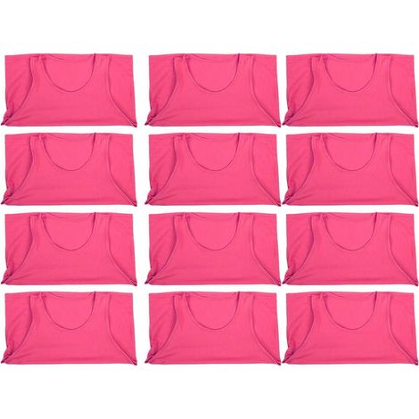 Children's Football Training Vests, 12 Pieces, Breathable Exercise Vests, Large Size, Rose Red for Sports Practice (1/5)