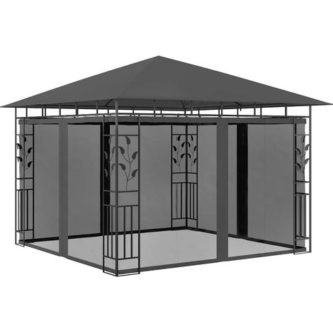 vidaXL Cenador con mosquitera gris antracita 3x3x2,73 m 180 g/m² (1/5)