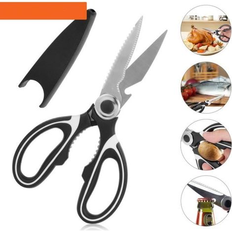 Nouveaux Ciseaux De Cuisine Ultra-Résistants,Ciseaux De Service Multifonction Pour Poulet, Volaille, Poisson, Viande, Légumes (1/4)