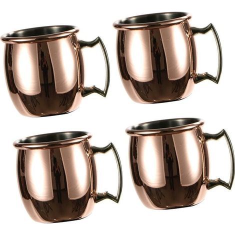 Lot de 4 Tasses en Cuivre Massif pour Moscow Mule Faites à la Main Capacité 60 ml (1/4)