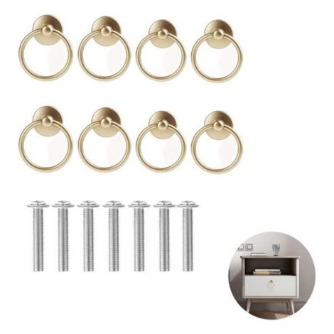8 Pièces Ancien Poignées Tirage Rétro Anneaux, Anneaux Boutons Pull de Poignée, Bague de Tiroir en Laiton, pour Armoires à Portes, Coiffeuses, Armoires à Tiroirs (1/5)
