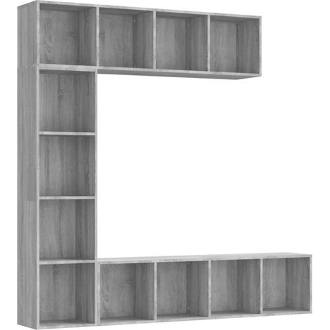 Maison Exclusive - 3-tlg. Bücherregal-/TV-Schrank-Set Grau Sonoma