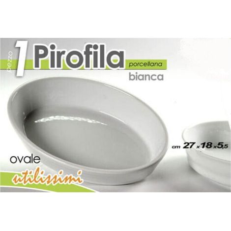 Vtizikl Pirofila Ovale Bianca Teglia Forno Lasagnera 27x18,5x5,5cm In Porcellana 646744 - (1/2)