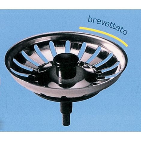 Tappo per lavello Scattino universale in acciaio inox con dispositivo a scatto completo di 3 perni per essere adattato (1/2)