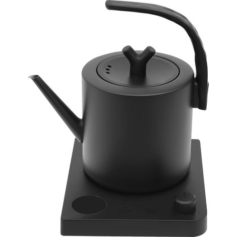 Bouilloire électrique en acier inoxydable 1 l avec col de cygne - Écran LED - Choix de la température de 40 à 100 °C et fonction maintien au chaud - 1000 W - Pour thé, café - noir