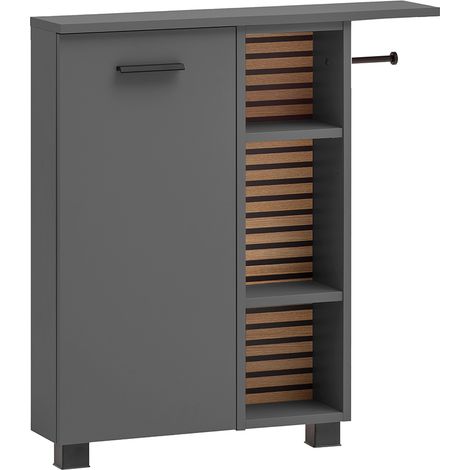 Badschrank mit Toilettenpapierhalter anthrazit, Akustikpaneel-Optik KANE-80 (1/5)