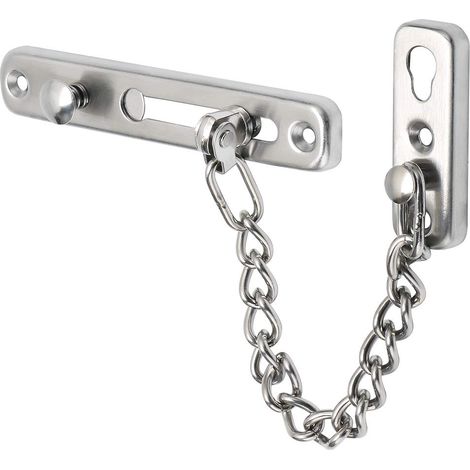 Cerradura de cadena para puerta, cerradura de cadena con resorte, cerradura antirrobo con botón pulsador, apta para puertas interiores y puertas de entrada adicionales.