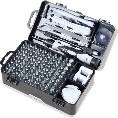 Jeu de tournevis 135 en 1, tournevis magnétique de précision, embouts Torx, outils multifonctions isolés, kit d'outils manuels de réparation de téléphone (gris) (1/5)
