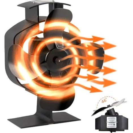 Ventilateur Poele à Bois Oscillant, 4 Pales pour Cheminée à la Chaleur - Répartition Efficace pour Brûleurs à Bois (1/5)