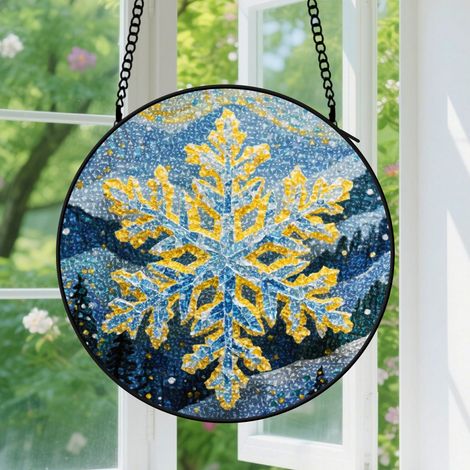 Suspension en vitrail - Attrape-soleil coloré unique pour porte, décoration intérieure élégante, cadeau Anniversaire, Noël pour couple, amoureux 9cm (1/5)